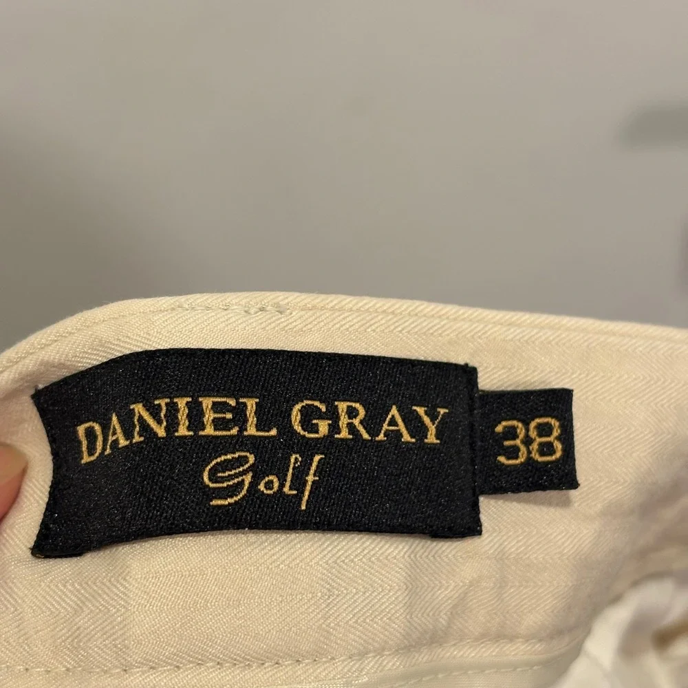 Daniel Gray Golf Mens 38 Khaki Pleated Silk Cotton Herringbone Cuffed Pants 1843